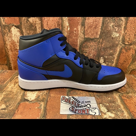 NEW Nike Air Jordan 1 Retro Mid Royal Blue Black - Picture 8 of 11